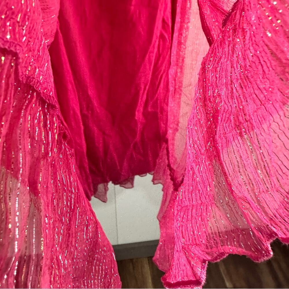 Raga Zella Lurex Maxi Skirt Size S NWT Pink Metallic Boho Resort Romantic - Picture 11 of 13